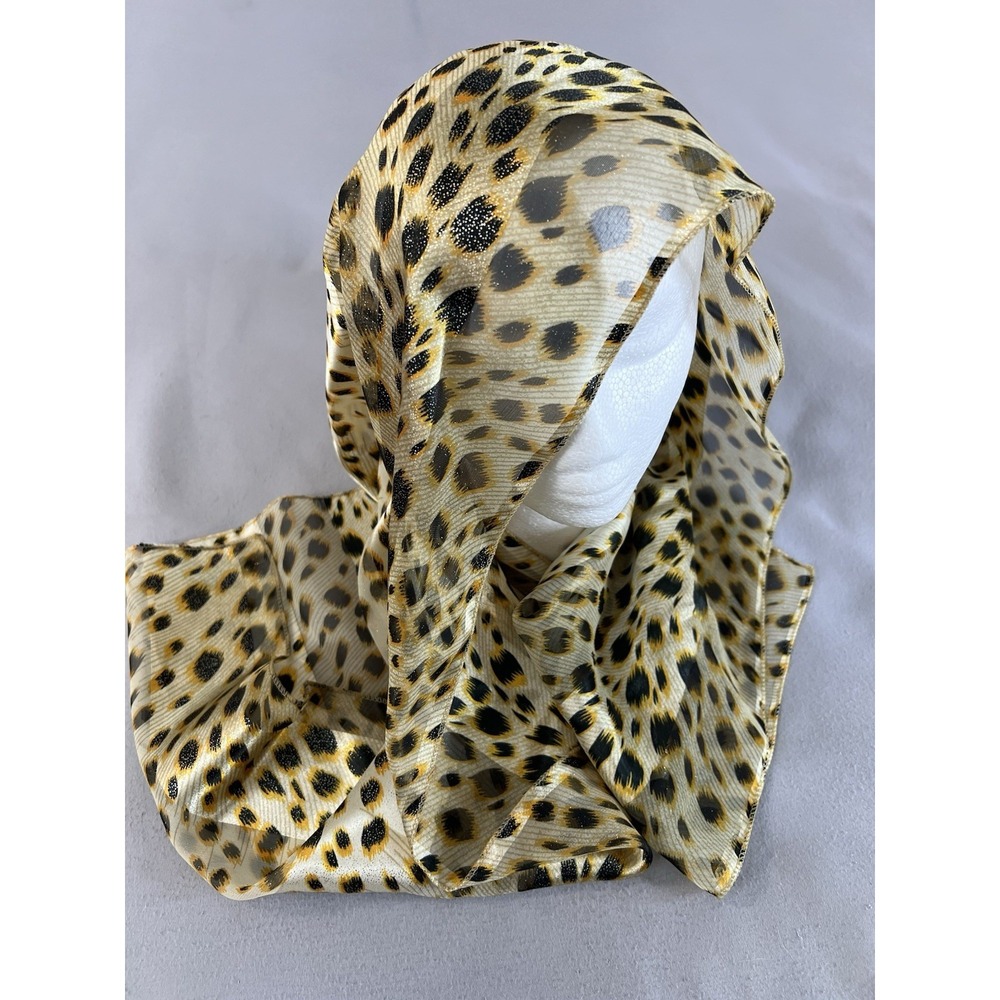 Womens Scarf Animal Print Rectangle 58"x13" Black Yellow